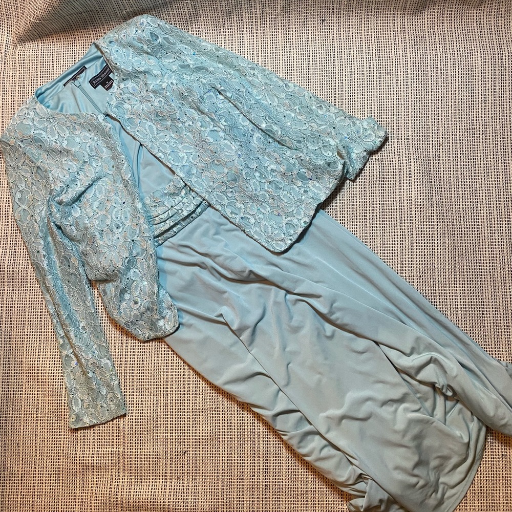 Jessica Howard dress and jacket set, size 10, seafoam green